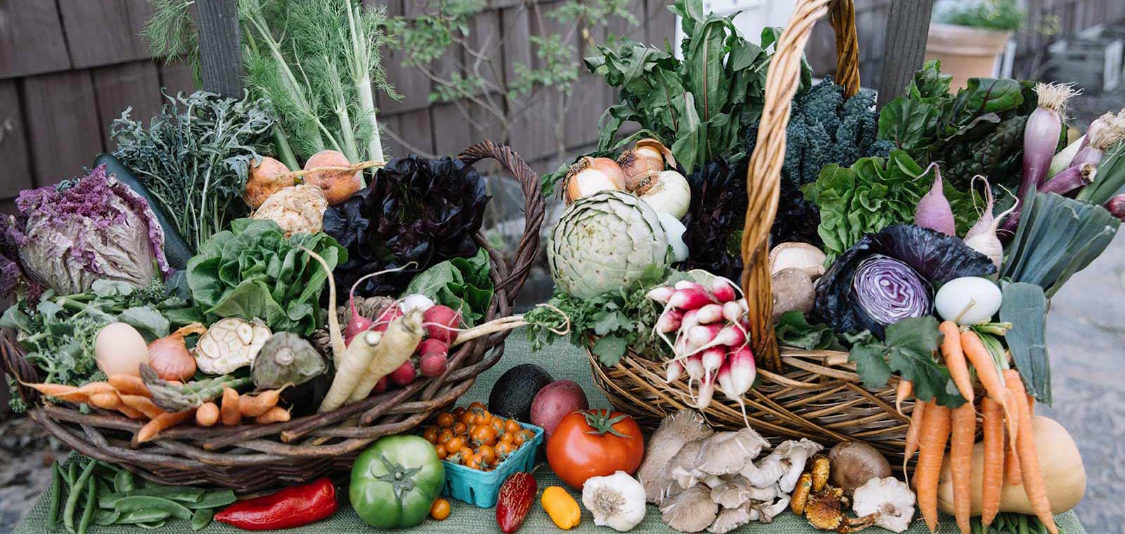 Baskets of veggies