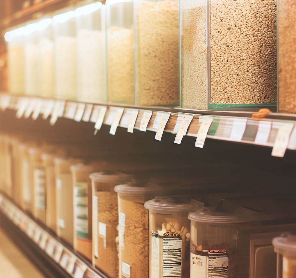 bulk grain aisle at grocery store
